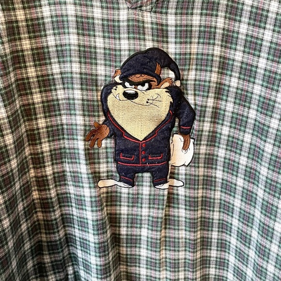 Vintage Acme Clothing Taz Long Plaid Sleep Shirt - Picture 4 of 6